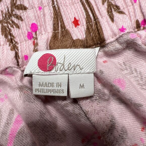 Boden Flannel Pajama Pants Medium Holiday Christmas Pink Deer Rabbits Winter - Picture 3 of 9